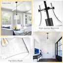 CATINER 12" Black Seeded Glass Pendant Light, Modern Farmhouse Hanging Ceiling Light Fixture for Kitchen Island, Dining Room, Hallway, Hand-Blown Bubble Glass Shade, E26 Dimmable Pendant Lighting