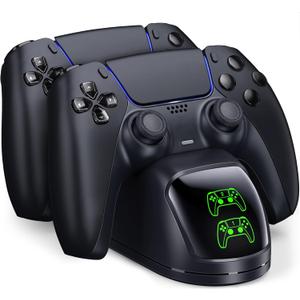 Controller Charging Station for PlayStation 5 Dualsense Controller with Dual Stand Charger Dock, Upgrade Charger for PS5 Accessories Fast Charging Cable, Charging Station Black for PS5