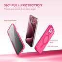 TIESZEN for iPhone 15 Pro Max Case, Compatible with MagSafe, Built-in Privacy Screen Protector and Camera Protection, Anti Spy Full Body Dustproof Shockproof Hard Phone Case 6.7", Hot Pink