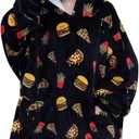 Fiosnow Pizza and Chips Blanket Hoodies for Kids 6-13YR Oversize Wearable Blanket Hoodies for Boys Girls Teens