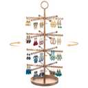 MODOWEY 4 Tier Metal Rotating Earring Holder Organizer Stand Adjustable Display Tree for Women, 384 Holes and Grooves Rack Tower for Pierced Dangle, Large Capacity Space-Saving Jewelry Hanger, Bronze