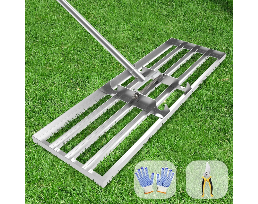 Lawn Leveling Rake 35x10 inch, (Professional-Grade) Lawn Leveler Tool with Stainless Steel Handle Rakes for Lawns Heavy Duty Landscape Rake for Backyard, Garden, Golf Course, Farm, Pasture