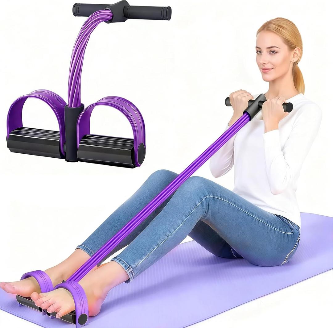 Pedal Resistance Band with Handle, Natural Rubber Foot Resistance Bands with Handles, New 6-Tube Manual Resistance Training Pedal Resistance Foot Pedal para Abdomen, Waist, Hands, Legs. (Purple)