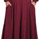Eytino Womens Plus Size Dresses Long Sleeve Square Neck Midi Fall Sweater Dresses with Pockets,1X Burgundy