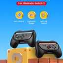 2 x TRANSNOVO Hand Grips for Switch 2Wear-Resistant Switch Accessories Controller Grips for JoyCon2 Pack Comfort Handles (Black)