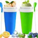 2 Packs Magic Quick Frozen Smoothies Maker - Portable Double Layer Slushy Maker Cup with Straw and Spoon, Gift for Everyone