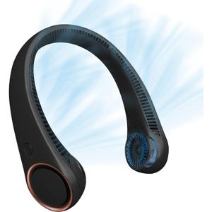 CIVPOWER Neck Fan: Portable Personal Neck Cooling Rechargeable Bladeless Fan - Hands Free 3 Speed 4000 mAh Battery USB Operated Wearable Headphone Design - for Men Women Outdoor Indoor (Black)
