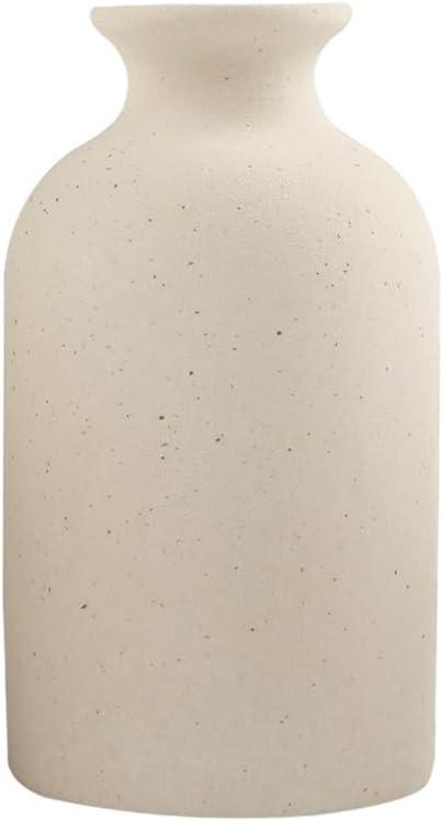 Beige Ceramic Vase, Dry Flower Vases Minimalism Style for Modern Table Shelf Home Decor, Fit for Fireplace Bedroom Kitchen Living Room Centerpieces Office Desk Best Decoration(Beige) (Large)
