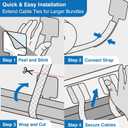 Cable Management Kit 40 Self-Adhesive Hook & Loop Cable Ties with 2 Extension Straps, Strong Adhesive Cord Organizer for Desk, Wall, Home & Office Adjustable Wire Holders (Black)