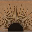 Boho Black Sun Door Mat, Sunrise Sunset Welcome Front Door Mat Indoor Outdoor Entrance for Camper, Rustic Artificial Coir Doormat Rugs for Porch Entry Patio Kitchen Decor 30x17in, 17x30inch