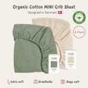 Mini Crib Sheets - Organic Cotton Muslin Fitted Crib Sheet Fitted for Pack and Play - Ultra-Soft and Breathable Crib Sheets for Boys and Girls (Mini Fog/Roman Green)