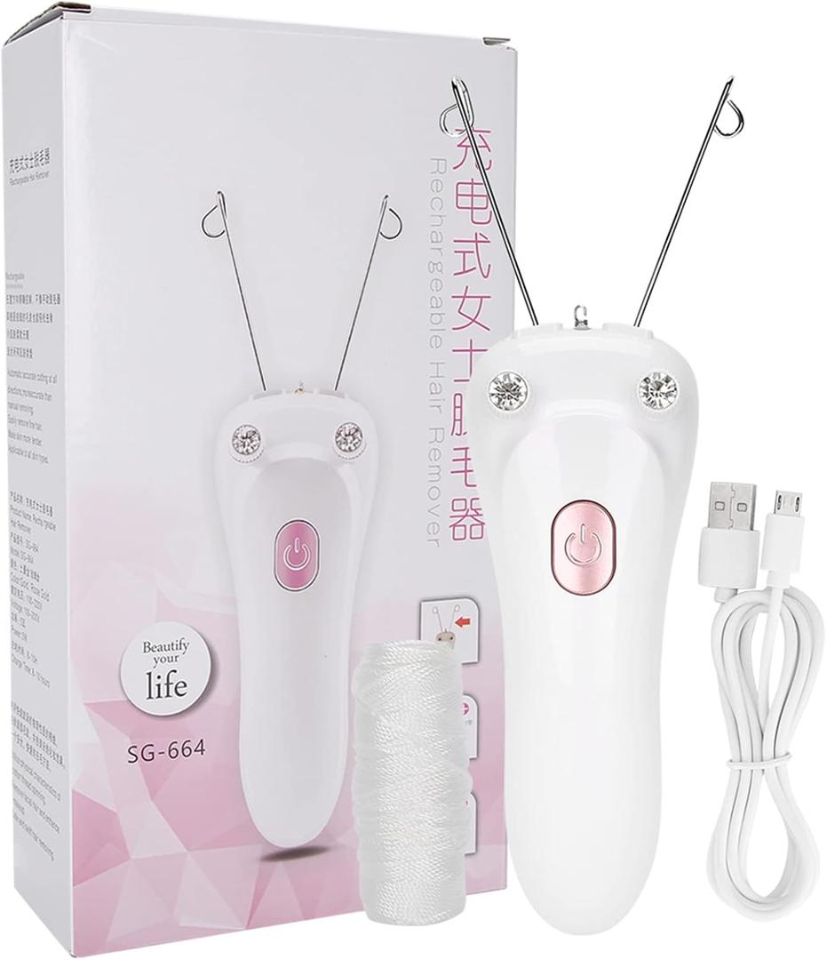 Watris Veiyi Threading Hair Removal Epilator for Women, Electric Facial Threading Hair Removal for Women, Threading Face Epilator for Fine Hairs on Face, Chin, Upper Lip, Arms(Pink)