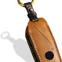 OLLEN Screws-Free Genuine Leather Key Fob Cover Fit for BMW 2023-2025~up New 5/7 Series 740i 760i X1 X2 X3 X5 X6 X7 XM IX IX3 I5 I7 etc, with Key Ring, Brown