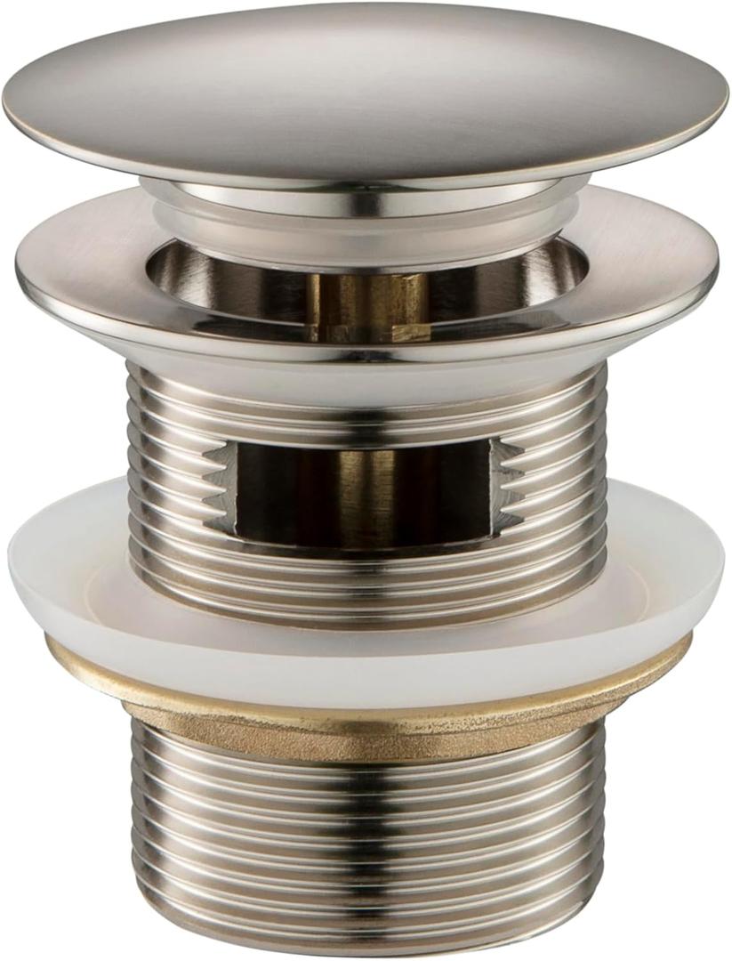 WOODBRIDGE Pop-up Drain for Freestanding Bathtub, with stainless steel Overflow, Brushed Nickel Finish, Bathtub Drain Stopper Kit Fits Most Free Standing Tubs