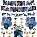 Wolf Birthday Party Decorations, Wolf Party Supplies with Happy Birthday Banner, Wolves Garland Sign, Cake Toppers, Latex Balloons for Kids Boys Girls Animals Wolf Theme Party Decors