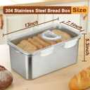 Gifhomfix Bread Box 304 Stainless Steel Bread Container, Dishwasher Safe Bread Storage for Homemade Bread, Time Recording Bread Storage Container with Lid and Handle