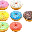 7Pcs Fake Donuts, Artificial Soft PU Realistic Donut Decor, Non-Edible Display Props Doughnuts Cakes Desserts Food Bread for Bakery Shop Wedding Photography Decoration Model Kitchen