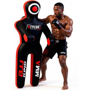 Un-Filled Grappling Dummy Wrestling Dummy Jiu Jitsu Dummy for BJJ MMA Judo Karate Training Adult Kids and Youth Practice Tackling Dummies (6ft / 72", Black)