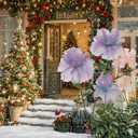 5.58 Ft Giant Artificial Flowers, Waterproof Non-Woven & Organza Large Standing Floral with Base, Oversized Whimsical Decor for Outdoor Wedding Backdrop, Shop Window Display(1, Purple-3)