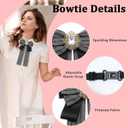 Bow Tie for Women Girls, Rhinestone Bowtie Pre-tied Womens Neck Tie for Shirt Uniform Wedding (Black-adjustable Style)