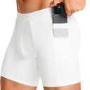TAILONG Men's Compression Shorts with Side Pocket, Breathable Mesh Running Compression Underwear Workout Shorts for Athletic, Medium, White