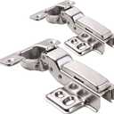 2-Pack Stainless Steel Half Overlay Soft Closing Concealed Hydraulic Buffering Hinge for Cabinet & Wardrobe 110 Degree with Screws
