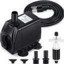 CWKJ Fountain Pump, 880GPH Submersible Water Pump, Durable 60W Outdoor Fountain Water Pump with Replacement Rotor Impeller, 3 Nozzles for Aquarium, Pond, Fish Tank, Water Pump Hydroponics, Fountain