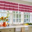 Christmas Snowflakes Stripe 2 Panels Valance for Window Light Filtering Winter Pink Burgundy Plaid Small Curtain Valances, Rod Pocket Window Treatment for Kitchen Bedroom Living Room, 54”x18”
