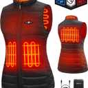 WASOTO Heated Vest Women With 16000 mAh Battery Pack Charger Included Washable Rechargeable For Indoor Outdoor Work Cycling (Large, Black)
