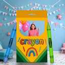 Back to School Photo Booth Props Set - Crayon Box Frame, Giant Crayon Balloons, First Day of School Classroom Decorations and Party Supplies (Crayon-Banner)