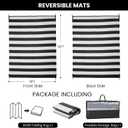 Outdoor Rug 9 x 12 ft, Reversible Plastic Straw Rug for Patio, Waterproof Large Outdoor Carpet for RV, Patio, Camping, Backyard, Deck, Picnic, Beach, Black & White