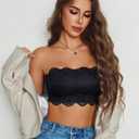 Strapless Bra Women's Lace Bra Wireless Bandeau No Slip Silicone Grip Everyday Bra Lingerie (Black, S)
