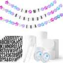 Giant Friendship Bracelet Banner DIY Customizable Birthday Garland with Foam Circles & Plastic Balls for Singer Celebration (Blue Mermaid)