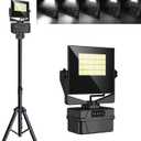 10000 mAh Rechargeable LED Work Light with Tripod Stand, 5000K Daylight White Dimmable 10000 Lumen Cordless Temporary Work Light, Long Lasting Flood Light (Upgrade 10000 mAh Battery)