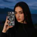 AIGOMARA for iPhone 14 Pro Max Case, Compatible with MagSafe, Cute Bowknot Pattern with Semi-Transparent Frosted Phone Case for Woman Gilrs Soft TPU and PC Back Protective Slim Phone Cover Black