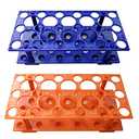 Test Tube Rack, Centrifuge Tube Holder (2 Pack - Blue and Orange) for 10ml, 15ml, 50ml, Detachable Plastic Stand, 28 Well