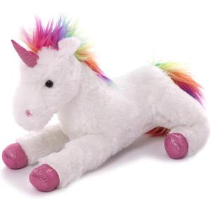 Plushland Fluffy Plush Rainbow Unicorn Stuffed Animal Toy 14 Inches - Cuddly Autism ADHD Soft Magical Gifts Present Birthday Love Girlfriend Pal Buddies Friendship