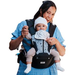 Baby Carrier, MOMTORY Safety-Certified 6-in-1 Baby Carrier Newborn to Toddler, Adjustable Detachable Infant Baby Hip Seat Carrier for 7-50lbs, All Seasons, Perfect for Shopping Travelling (Black)