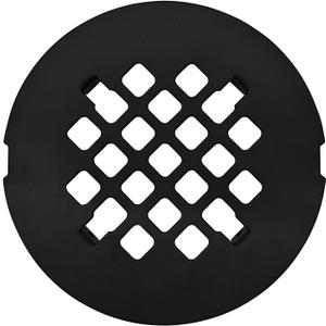 4  Matte Black Snap-in Shower Drain Cover - Premium Round Black Grate Replacement - 4.25" OD Strainer - Easy Install - Durable Solid Brass Construction