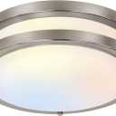 Hykolity 10 inch Flush Mount LED Ceiling Light Fixture, 17W 1100lm, 2700K/3000K/3500K/4000K/5000K Adjustable Ceiling Lights, Brushed Nickel Saturn Dimmable Lighting for Hallway Bathroom or Kitchen