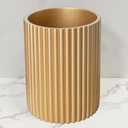 DoveeDosa Gold Waste basket Luxury Stone bathroom Garbage Can, Modern Bathroom Office Trash Can, Resin Wastebasket, Garbage Receptacle Bin for Bathrooms, Offices, Powder Rooms, Kitchens (Gold scallop)
