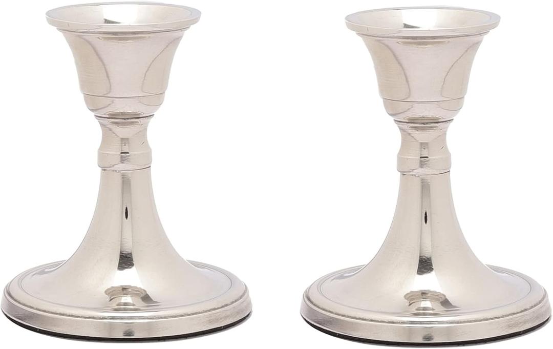 Voidrop Mini Candlestick Holders Set 2 Pcs,Taper Candle Holders, Candle Holders, Candle Holders for Table Centerpiece for Wedding, Festival, Party & Festival Decor (Silver)