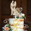 4PCS Wedding Cake Toppers Luxury Gold Bride and Groom Cake Topper Mr and Mrs with Crystal Rhinestones Heart Shape Reusable Metal Marriage Cake Decoration for Wedding,Engagement,Anniversary