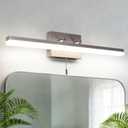 24-Inch Modern Brushed Nickel Bathroom Light Fixture - 180 Rotatable LED Chrome Vanity Light Bar for Over-Mirror Use, 12W Bathroom Sconce Wall Lighting with Switch on/Off