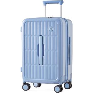 aji 70/30 Split Opening Carry On Luggage Airline Approved, 20 Inch Lightweight Trunk Luggage with 360 Spinner Wheel, Travel Carry On Suitcase with Dry Wet Separation Bag for Women Men,Blueberry Blue