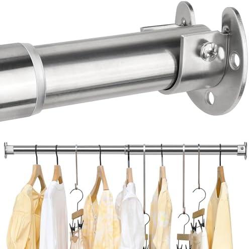 FIRJOY Closet Rods for Hanging Clothes - Heavy Duty, Length Adjustable (Silver, 66.5" - 76")