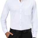 Alimens & Gentle Mens Dress Shirts 4-Way Stretch Long Sleeve Collared Casual Solid Wedding Dating Button Down Shirt, M