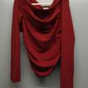 Darong Women's Casual Long Sleeve Boat Neck Off Shoulder Slim Fit Crop Top Going Out Blouses Y2K Tight Shirts (Small, Wine Red)