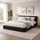 Novilla Full Size Bed Frame, Plush CloudSoft Bed, Corduroy Upholstered Platform Bed Frame with Headboard, Easy Assembly, No Box Spring Needed, Modern Soft Bed Frame, Black