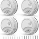 Photoelectric Smoke Detector with 9V Battery Included Smoke Alarm, 10-Year Sensor, Test/Silence Button, Low Battery Warning, Easy Mount, 4 Pack Fire Alarm for Home Bedroom Living Room